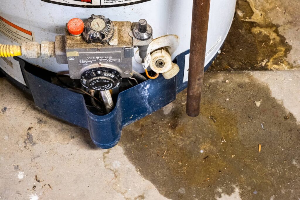 Leaking water heater.